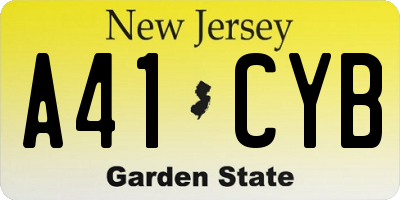NJ license plate A41CYB