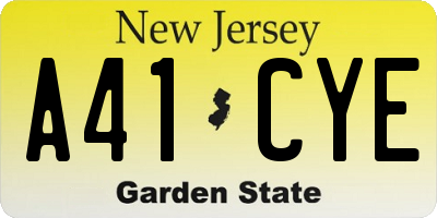 NJ license plate A41CYE