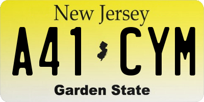NJ license plate A41CYM