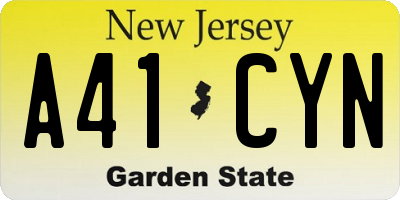NJ license plate A41CYN