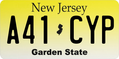 NJ license plate A41CYP