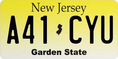 NJ license plate A41CYU
