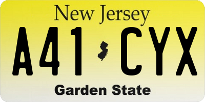 NJ license plate A41CYX