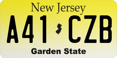 NJ license plate A41CZB
