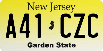 NJ license plate A41CZC