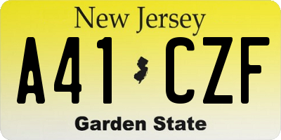 NJ license plate A41CZF