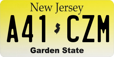 NJ license plate A41CZM