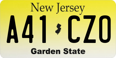 NJ license plate A41CZO