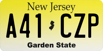 NJ license plate A41CZP