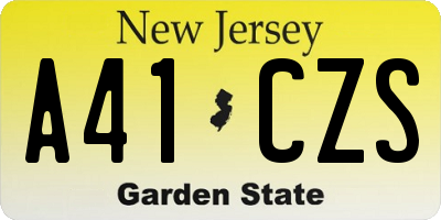 NJ license plate A41CZS