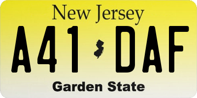 NJ license plate A41DAF