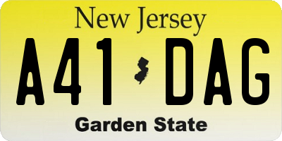 NJ license plate A41DAG