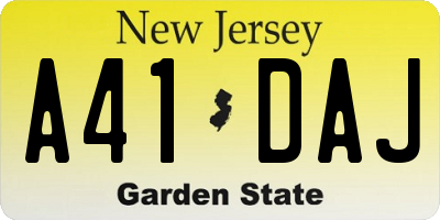 NJ license plate A41DAJ