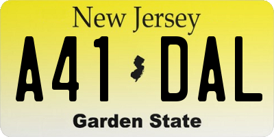 NJ license plate A41DAL