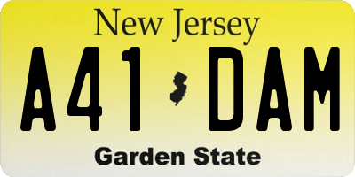 NJ license plate A41DAM