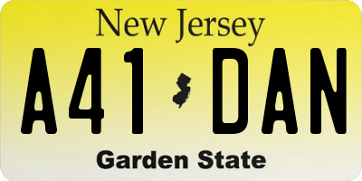 NJ license plate A41DAN