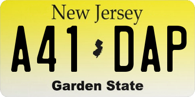 NJ license plate A41DAP