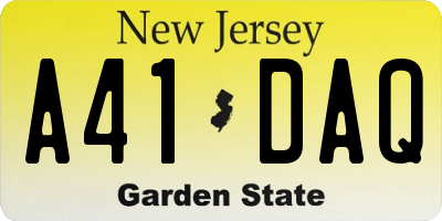 NJ license plate A41DAQ