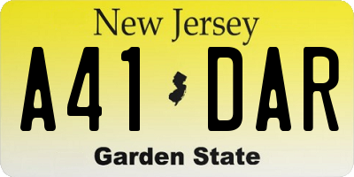NJ license plate A41DAR