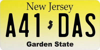 NJ license plate A41DAS