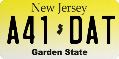 NJ license plate A41DAT