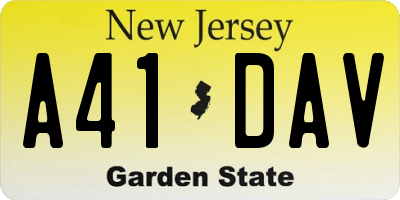 NJ license plate A41DAV