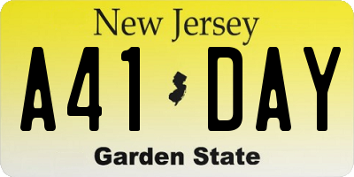 NJ license plate A41DAY