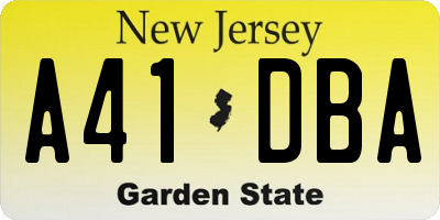 NJ license plate A41DBA