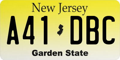 NJ license plate A41DBC