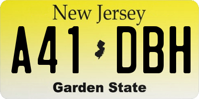 NJ license plate A41DBH