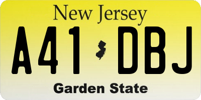 NJ license plate A41DBJ