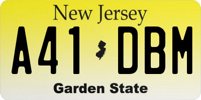 NJ license plate A41DBM