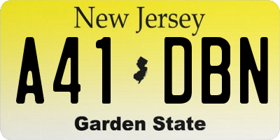 NJ license plate A41DBN