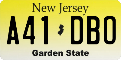 NJ license plate A41DBO