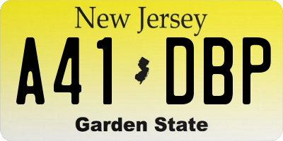 NJ license plate A41DBP