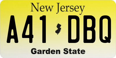 NJ license plate A41DBQ
