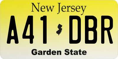 NJ license plate A41DBR