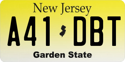 NJ license plate A41DBT