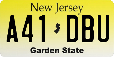 NJ license plate A41DBU