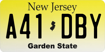 NJ license plate A41DBY