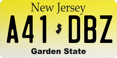 NJ license plate A41DBZ