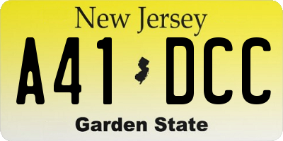 NJ license plate A41DCC