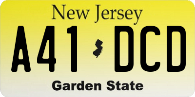 NJ license plate A41DCD