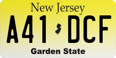 NJ license plate A41DCF