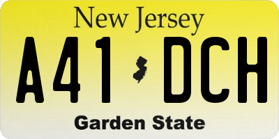 NJ license plate A41DCH