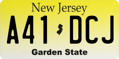 NJ license plate A41DCJ
