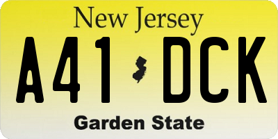 NJ license plate A41DCK