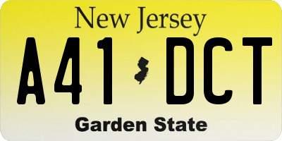 NJ license plate A41DCT