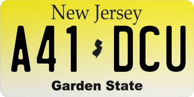 NJ license plate A41DCU