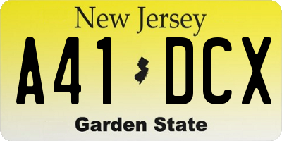 NJ license plate A41DCX